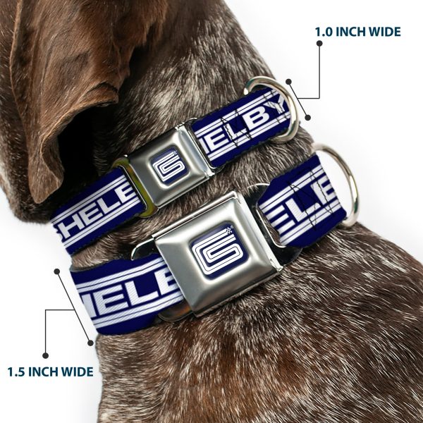 Carroll Shelby CS Racing Logo Full Color Navy White Seatbelt Buckle Collar - Carroll Shelby CS SHELBY Racing Logo Block Navy White For Sale - Image 2