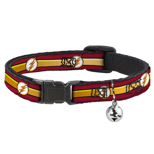 Cat Collar Breakaway - The Flash Logo Stripe Burgundy Gold For Cheap