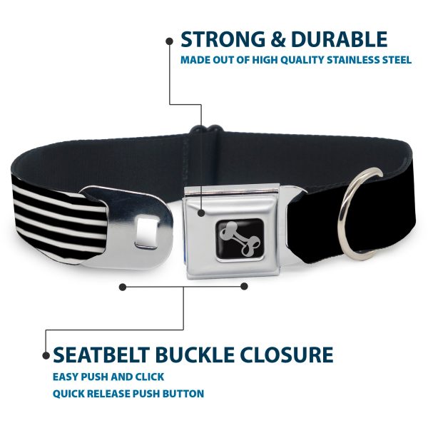 Dog Bone Black Silver Seatbelt Buckle Collar - Americana Flag WE THE PEOPLE Black White For Cheap - Image 4