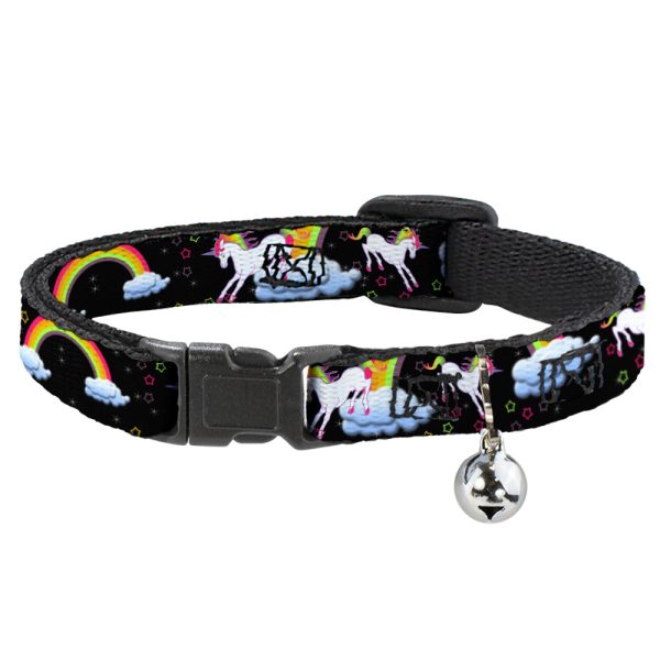 Cat Collar Breakaway - Unicorns Rainbows Stars Black Online