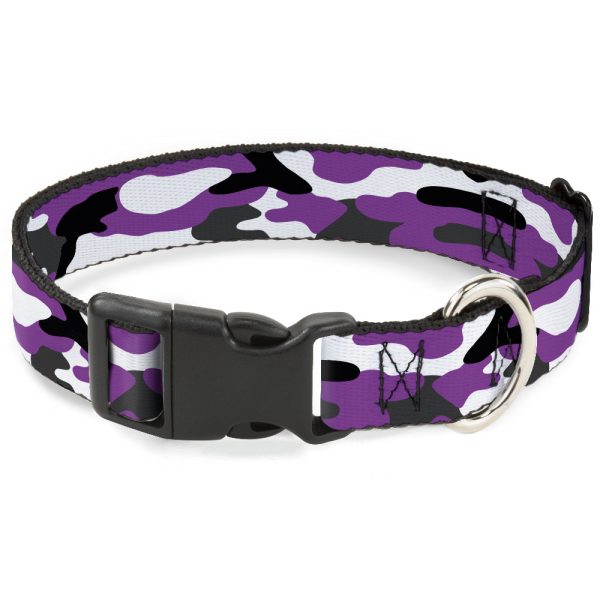 Plastic Clip Collar - Camo Purple Black Gray White For Sale
