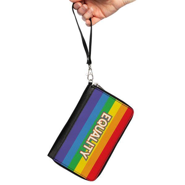 Women s PU Zip Around Wallet Rectangle - EQUALITY Stripe Rainbow White on Sale - Image 2