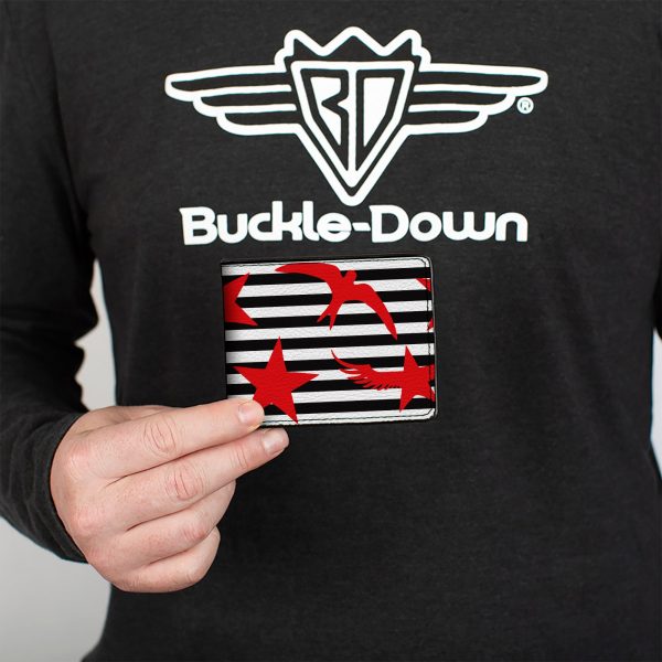 Bi-Fold Wallet - Stripes & Stars Black White Red on Sale - Image 3