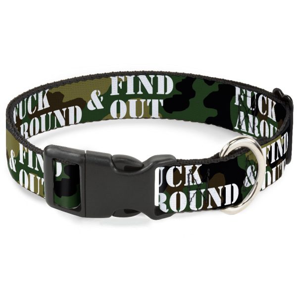 Plastic Clip Collar - FAFO FUCK AROUND & FIND OUT Stencil Camo White Cheap
