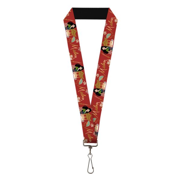 Lanyard - 1.0  - Mulan Gazebo Pose with Flowers and Script Red Golds Supply