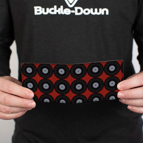 Bi-Fold Wallet - Vinyl Records 2-Stripe Red Black Gray Online Hot Sale - Image 4