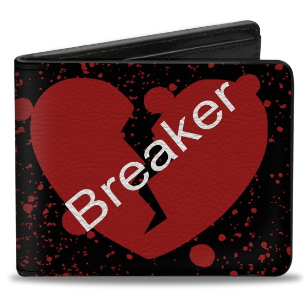 Bi-Fold Wallet - Heart Breaker Black White Red on Sale