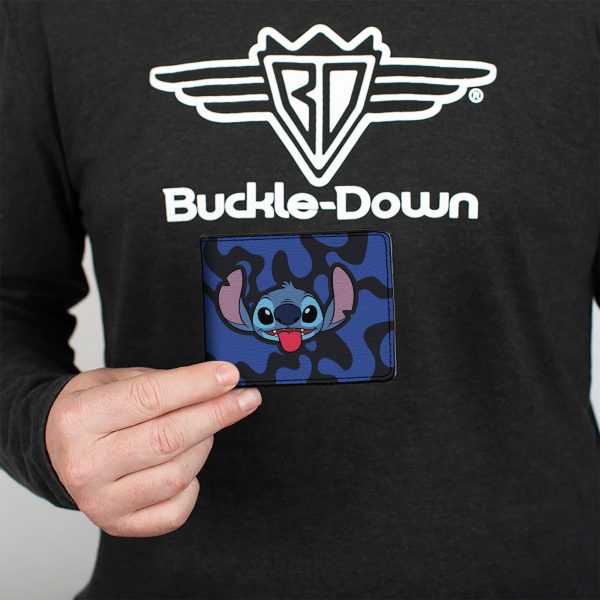 Bi-Fold Wallet - Lilo and Stitch Stitch Tongue Out Smile Camo Blues Fashion - Image 3