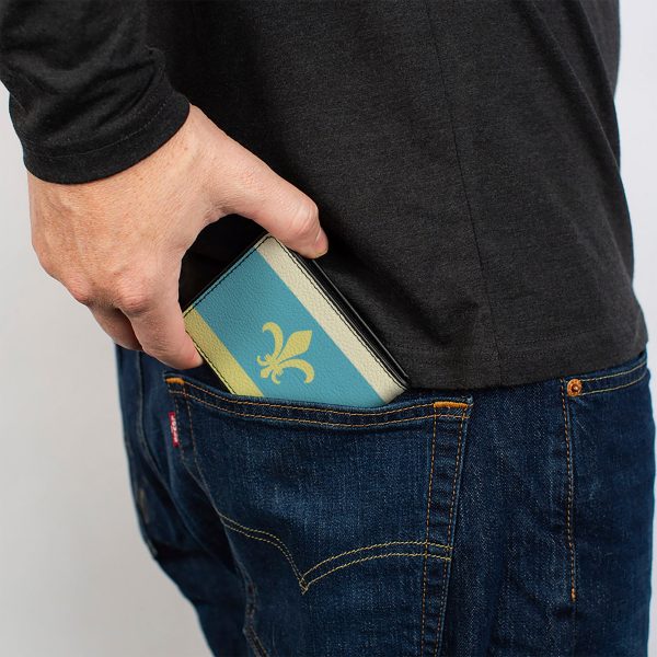 Bi-Fold Wallet - Fleur-de-Lis2 Baby Blue Tan Lime Green Sale - Image 5