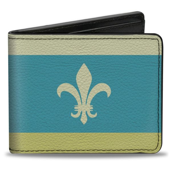 Bi-Fold Wallet - Fleur-de-Lis2 Baby Blue Tan Lime Green Sale