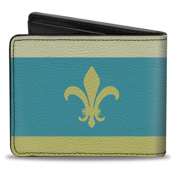 Bi-Fold Wallet - Fleur-de-Lis2 Baby Blue Tan Lime Green Sale - Image 2